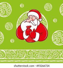 Santa Claus with gifts and pattern