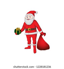 Santa Claus with gifts. Vector color illustration