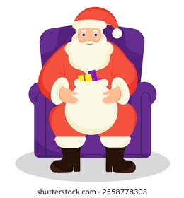 Santa Claus with gifts Vector Element.