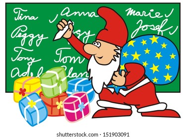 Santa Claus and gifts, vector illustration
