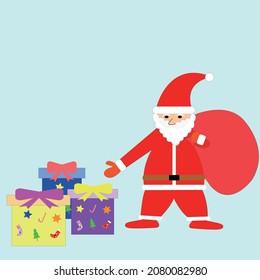 Santa Claus gives out presents on Christmas vector image illustration