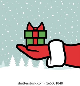 Santa Claus giving a gift - vector illustration