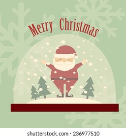 Santa Claus in a glass toy wishes Merry Christmas illustration