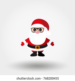 Santa Claus with glasses. Icon for web and mobile application. Vector illustration on a white background. Flat design style.