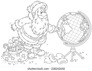 Santa Claus with a globe