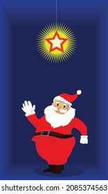 Santa Claus with glowing star.