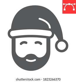 Santa Claus glyph icon, merry christmas and xmas, new year sign vector graphics, editable stroke solid icon, eps 10