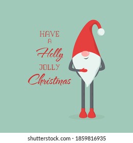 Santa CLaus Gnome - Christmas Greeting - Happy New Year - Stock Vector Illustration