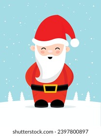 Santa Claus gnome vector illustration. Flat design style. 