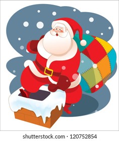 Santa Claus go down the chimney