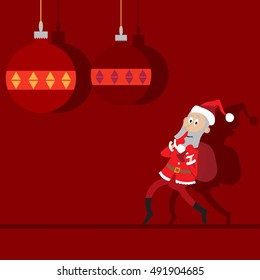 Santa Claus goes with a bag of gifts, abstract, cards. vector illustration of cartoon