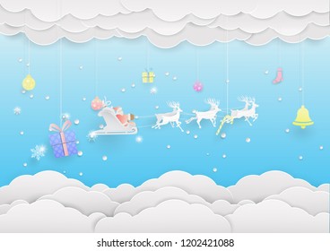 Santa Claus Is going in cloud with snowflake,merry christmas ,happy new year.