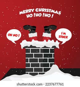 Santa Claus Going Down the Chimney