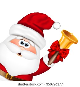 Santa Claus with gold christmas bell