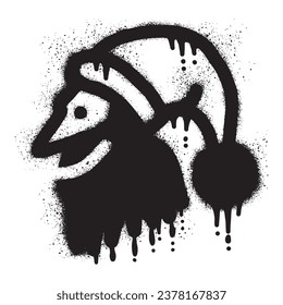 Santa claus graffiti with black spray paint