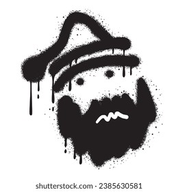 Santa claus graffiti with black spray paint. vector illustration.