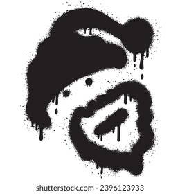 Santa claus graffiti with black spray paint. vector illustration.