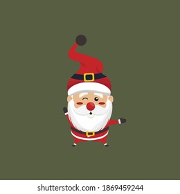 santa claus greeted happily christmas icon set