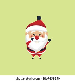 santa claus greeted happily christmas icon set