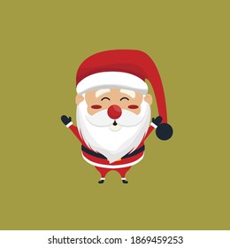 santa claus greeted happily christmas icon set