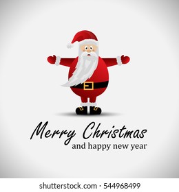 Santa Claus Greeting Card - Isolated On Gray Background, Vector Illustration, Graphic Design. For Web, Websites and Print Material. Template For Social Media Network, Newsletter And Ads