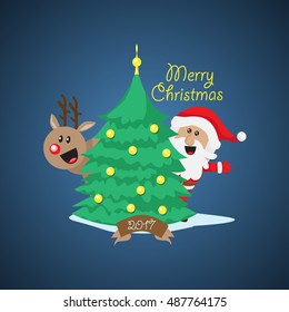 Santa Claus Greeting Card - Vector Illustration, Graphic Design. For Web, Websites, Print Material, Template 