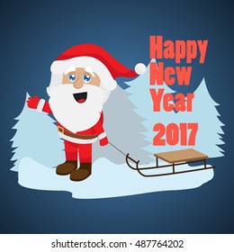 Santa Claus Greeting Card - Vector Illustration, Graphic Design. For Web, Websites, Print Material, Template 