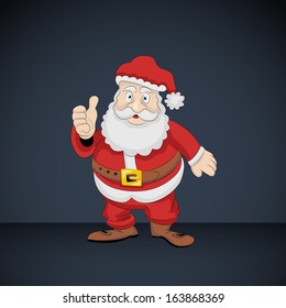 Santa Claus greeting with happy smile on dark card vector illustration  