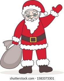 Santa claus hand drawing icon, retro style. Isolated on white background. Vector illustration