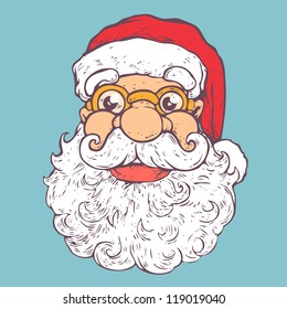 Santa Claus Hand Drawn Portrait. Vector illustration.