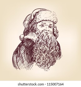 Santa Claus hand drawn vector llustration realistic sketch