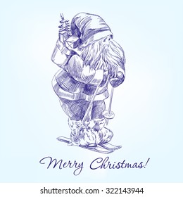 Santa Claus hand drawn vector llustration realistic sketch