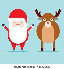 Santa Claus hand up with fat reindeer Collection. Flat design for business financial marketing advertising web sale advertisement poster banner in concept cartoon illustration.
