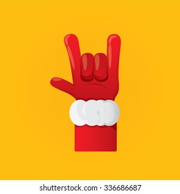 Santa Claus hand rock n roll  icon vector illustration. Christmas Rock concert poster design template