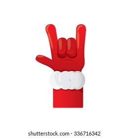 Santa Claus hand rock n roll  icon vector illustration. Christmas Rock concert poster design template