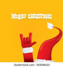 Santa Claus hand rock n roll icon vector illustration. Christmas Rock concert poster design template or greeting card