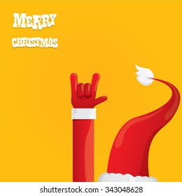 Santa Claus hand rock n roll icon vector illustration. Christmas Rock concert poster design template or greeting card