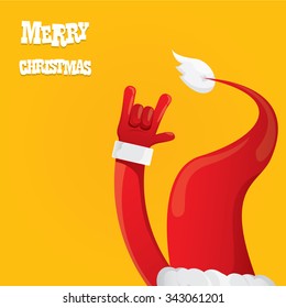 Santa Claus hand rock n roll icon vector illustration. Christmas Rock concert poster design template or greeting card