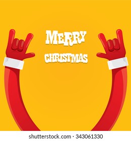 Santa Claus hand rock n roll icon vector illustration. Christmas Rock concert poster design template or greeting card