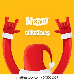 Santa Claus Hand Rock N Roll Icon Vector Illustration. Christmas Rock Concert Poster Design Template Or Greeting Card