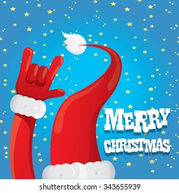 Santa Claus hand rock n roll icon vector illustration. Christmas Rock n roll concert poster design template or greeting card