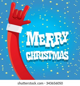 Santa Claus hand rock n roll icon vector illustration. Christmas Rock n roll concert poster design template or greeting card