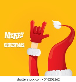 Santa Claus hand rock n roll gesture icon vector illustration. Christmas Rock n roll concert poster design template or greeting card. Rockstar concept