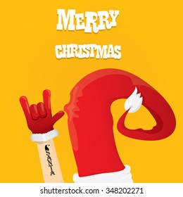 Santa Claus hand rock n roll gesture icon vector illustration. Christmas Rock n roll concert poster design template or greeting card. Rockstar concept