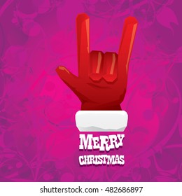 Santa Claus hand rock n roll icon vector illustration. Christmas Rock concert poster design template or greeting card