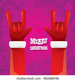 Santa Claus hand rock n roll icon vector illustration. Christmas Rock concert poster design template or greeting card