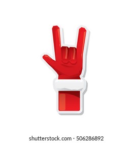 Santa Claus hand rock n roll icon vector illustration. Christmas Rock concert poster design elements
