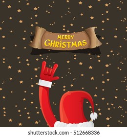 Santa Claus hand rock n roll gesture icon vector illustration. Christmas Rock n roll concert poster design template or greeting card. Rockstar concept