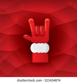 Santa Claus hand rock n roll icon vector illustration. Christmas Rock concert poster design elements