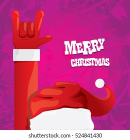 Santa Claus hand rock n roll gesture icon vector illustration. Christmas Rock n roll concert poster design template or greeting card. Rockstar concept